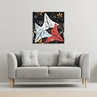 Benjamin Tate Design Leaves & Flowers. Autumn pattern (Canvas Print) / 61 x 61 x 4cm in Natural | Size: 61 x 61 x 4 cm