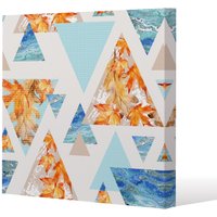 Benjamin Tate Design Triangles with maple, oak leaves, marble (Canvas Print) / 61 x 61 x 4cm in Natural | Size: 61 x 61 x 4 cm