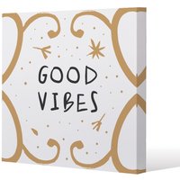 Benjamin Tate Design Good Vibes (Canvas Print) / 90 x 90 x 4cm in Natural | Size: 90 x 90 x 4 cm