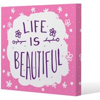 Benjamin Tate Design Life Is Beautiful (Canvas Print) / 90 x 90 x 4cm in Natural | Size: 90 x 90 x 4 cm