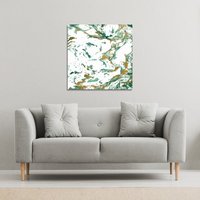 Benjamin Tate Design Green & Golden Marble (Canvas Print) / 90 x 90 x 4cm in Natural | Size: 90 x 90 x 4 cm