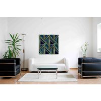 Benjamin Tate Design Golden Art Deco (Canvas Print) / 127 x 127 x 4cm in Natural | Size: 127 x 127 x 4 cm