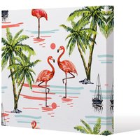 Benjamin Tate Design Flamingo & Palm Trees (Canvas Print) / 127 x 127 x 4cm in Natural | Size: 127 x 127 x 4 cm