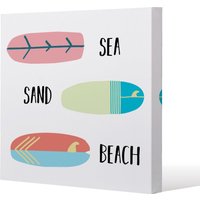 Benjamin Tate Design Sea, Sand, Surf, Beach (Canvas Print) / 90 x 90 x 4cm in Natural | Size: 90 x 90 x 4 cm