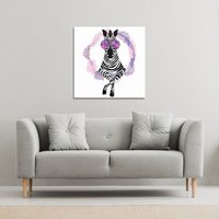 Benjamin Tate Design Pink Zebra (Canvas Print) / 61 x 61 x 4cm in Natural | Size: 61 x 61 x 4 cm