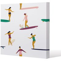 Benjamin Tate Design Female Surfers (Canvas Print) / 77 x 77 x 4cm in Natural | Size: 77 x 77 x 4 cm