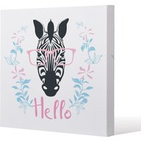 Benjamin Tate Design Hello Zebra (Canvas Print) / 114 x 114 x 4cm in Natural | Size: 114 x 114 x 4 cm
