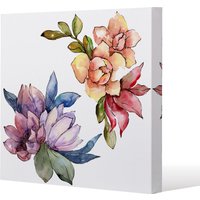 Benjamin Tate Design Rainbow Flowers (Canvas Print) / 77 x 77 x 4cm in Natural | Size: 77 x 77 x 4 cm