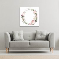 Benjamin Tate Design Watercolour Flowers (Canvas Print) / 114 x 114 x 4cm in Natural | Size: 114 x 114 x 4 cm