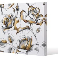Benjamin Tate Design Golden Roses (Canvas Print) / 61 x 61 x 4cm in Natural | Size: 61 x 61 x 4 cm