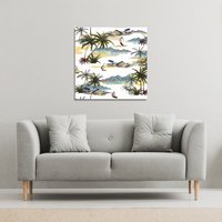Benjamin Tate Design Palm Trees (Canvas Print) / 90 x 90 x 4cm in Natural | Size: 90 x 90 x 4 cm