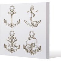 Benjamin Tate Design Drawn Anchors (Canvas Print) / 101 x 101 x 4cm in Natural | Size: 101 x 101 x 4 cm