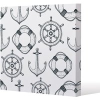 Benjamin Tate Design Anchor & Wheel (Canvas Print) / 77 x 77 x 4cm in Natural | Size: 77 x 77 x 4 cm