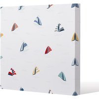 Benjamin Tate Design Striped Sailboats (Canvas Print) / 46 x 46 x 4cm in Natural | Size: 46 x 46 x 4 cm