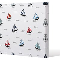 Benjamin Tate Design Red & Blue Sailboats (Canvas Print) / 101 x 101 x 4cm in Natural | Size: 101 x 101 x 4 cm