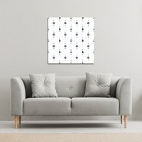 Benjamin Tate Design Anchor, Wheel, Sailboat (Canvas Print) / 90 x 90 x 4cm in Natural | Size: 90 x 90 x 4 cm