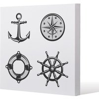 Benjamin Tate Design Nautical Icons (Canvas Print) / 46 x 46 x 4cm in Natural | Size: 46 x 46 x 4 cm