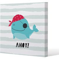 Benjamin Tate Design Ahoy Whale (Canvas Print) / 46 x 46 x 4cm in Natural | Size: 46 x 46 x 4 cm