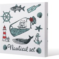 Benjamin Tate Design Nauticle Items (Canvas Print) / 114 x 114 x 4cm in Natural | Size: 114 x 114 x 4 cm