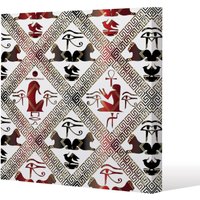 Benjamin Tate Design Egyptian Hieroglyphs in Red & Black (Canvas Print) / 114 x 114 x 4cm in Natural | Size: 114 x 114 x 4 cm