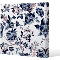 Benjamin Tate Design Blue Flower Illustrations (Canvas Print) / 127 x 127 x 4cm in Natural | Size: 127 x 127 x 4 cm