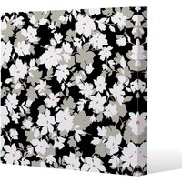 Benjamin Tate Design Grey, White & Black Flowers (Canvas Print) / 46 x 46 x 4cm in Natural | Size: 46 x 46 x 4 cm