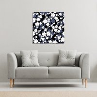 Benjamin Tate Design White, Black & Purple Flowers (Canvas Print) / 114 x 114 x 4cm in Natural | Size: 114 x 114 x 4 cm