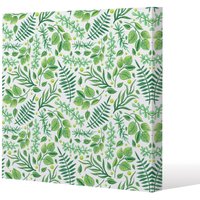 Benjamin Tate Design Mixed Green Leaves (Canvas Print) / 77 x 77 x 4cm in Natural | Size: 77 x 77 x 4 cm