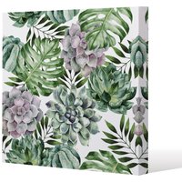 Benjamin Tate Design Watercolour Botanical Leaves (Canvas Print) / 90 x 90 x 4cm in Natural | Size: 90 x 90 x 4 cm