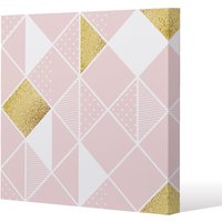 Benjamin Tate Design Pink & Gold Geometric (Canvas Print) / 127 x 127 x 4cm in Natural | Size: 127 x 127 x 4 cm