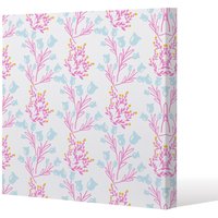 Benjamin Tate Design Pink & Blue Flower Design (Canvas Print) / 61 x 61 x 4cm in Natural | Size: 61 x 61 x 4 cm
