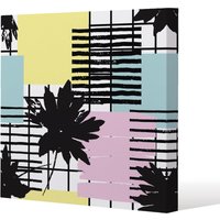 Benjamin Tate Design Geometric Shape & Leaf Print (Canvas Print) / 90 x 90 x 4cm in Natural | Size: 90 x 90 x 4 cm