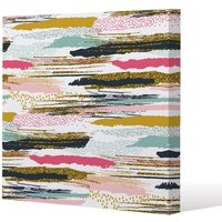 Benjamin Tate Design Coloured Stripes & Spots (Canvas Print) / 61 x 61 x 4cm in Natural | Size: 61 x 61 x 4 cm