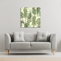 Benjamin Tate Design Tropical Leaves on Yellow (Canvas Print) / 127 x 127 x 4cm in Natural | Size: 127 x 127 x 4 cm