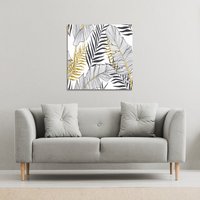 Benjamin Tate Design Gold & Black Leaves (Canvas Print) / 114 x 114 x 4cm in Natural | Size: 114 x 114 x 4 cm