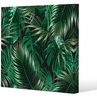 Benjamin Tate Design Tropical Leaves on Black (Canvas Print) / 77 x 77 x 4cm in Natural | Size: 77 x 77 x 4 cm