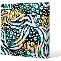 Benjamin Tate Design Tropical Leaves & Animal Print (Canvas Print) / 127 x 127 x 4cm in Natural | Size: 127 x 127 x 4 cm
