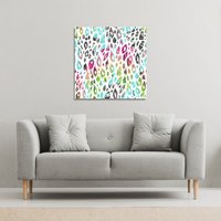 Benjamin Tate Design Multi Coloured Leopard Spots (Canvas Print) / 127 x 127 x 4cm in Natural | Size: 127 x 127 x 4 cm