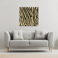 Benjamin Tate Design Golden Zebra (Canvas Print) / 90 x 90 x 4cm in Natural | Size: 90 x 90 x 4 cm