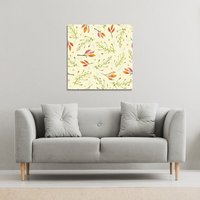Benjamin Tate Design Green Branches on Light Background (Canvas Print) / 127 x 127 x 4cm in Natural | Size: 127 x 127 x 4 cm