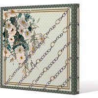 Benjamin Tate Design Flowers & Chain Links (Canvas Print) / 114 x 114 x 4cm in Natural | Size: 114 x 114 x 4 cm
