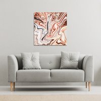 Benjamin Tate Design Pink Rippled Marble (Canvas Print) / 127 x 127 x 4cm in Natural | Size: 127 x 127 x 4 cm