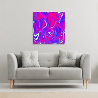 Benjamin Tate Design Pink & Blue Marble (Canvas Print) / 114 x 114 x 4cm in Natural | Size: 114 x 114 x 4 cm
