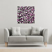 Benjamin Tate Design Pink Fluffy Leopard (Canvas Print) / 90 x 90 x 4cm in Natural | Size: 90 x 90 x 4 cm