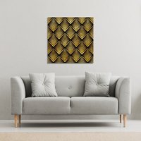 Benjamin Tate Design Golden Geometric Flower Pattern (Canvas Print) / 46 x 46 x 4cm in Natural | Size: 46 x 46 x 4 cm