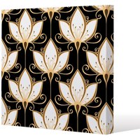 Benjamin Tate Design Black& Gold Floral Pattern (Canvas Print) / 114 x 114 x 4cm in Natural | Size: 114 x 114 x 4 cm