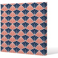 Benjamin Tate Design Navy & Pink Geometric Shells (Canvas Print) / 127 x 127 x 4cm in Natural | Size: 127 x 127 x 4 cm