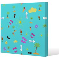 Benjamin Tate Design Beach Cartoons (Canvas Print) / 46 x 46 x 4cm in Natural | Size: 46 x 46 x 4 cm