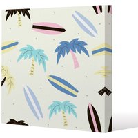 Benjamin Tate Design Surf Boards & Palm Trees (Canvas Print) / 114 x 114 x 4cm in Natural | Size: 114 x 114 x 4 cm