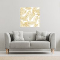 Benjamin Tate Design Golden Leaves (Canvas Print) / 90 x 90 x 4cm in Natural | Size: 90 x 90 x 4 cm